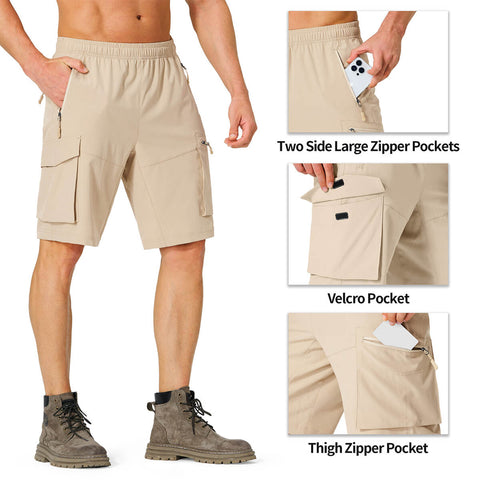 Image of Men's Hiking Cargo Shorts Quick Dry Lightweight with Zipper Pockets