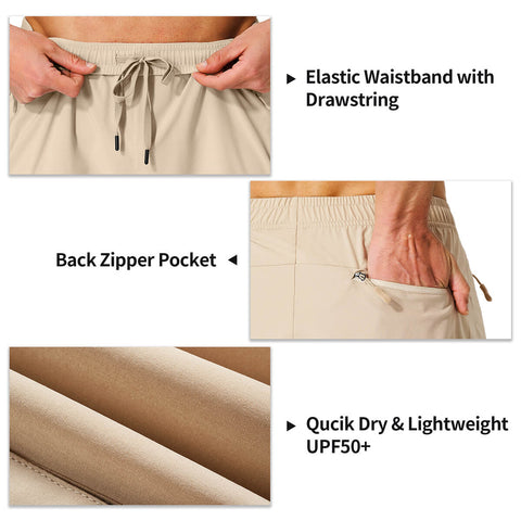 Image of Men's Hiking Cargo Shorts Quick Dry Lightweight with Zipper Pockets