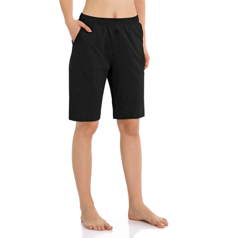 Image of Women's Long Workout Bermuda Shorts - Yoga Athletic Running Lounge Shorts with Pockets