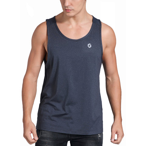 Image of Spowind Men's Quick Dry Workout Tank Top - Athletic Running Training Muscle Fitness Gym Sleeveless Shirts