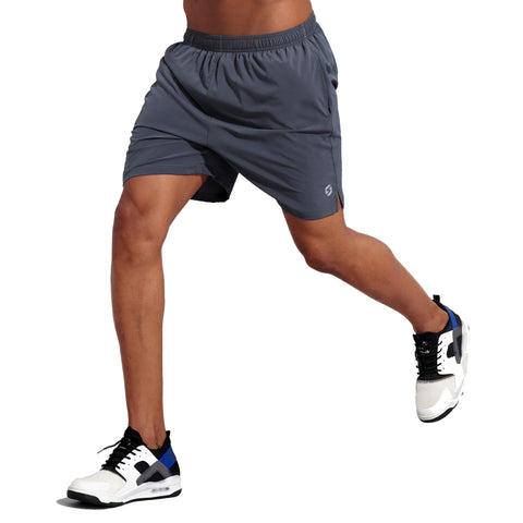 Image of Men's 5 Inch Running Workout Shorts Quick Dry Athletic Shorts with Liner Zipper Pockets