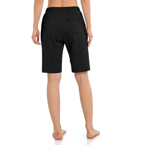 Image of Women's Long Workout Bermuda Shorts - Yoga Athletic Running Lounge Shorts with Pockets