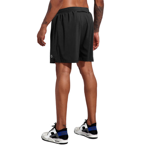Image of Men's 5 Inch Running Workout Shorts Quick Dry Athletic Shorts with Liner Zipper Pockets