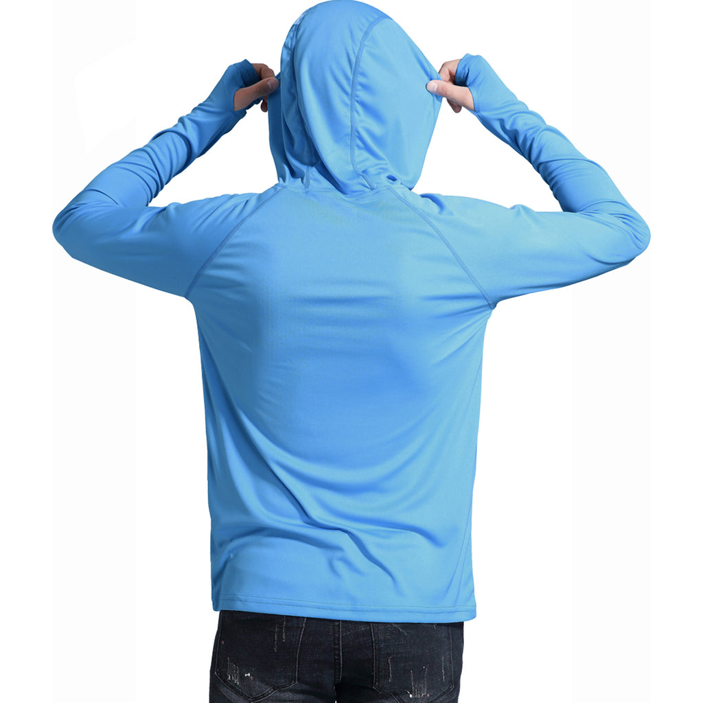 Mens Fishing Shirts UPF 50+ Sun Protection Hoodie Shirt Long