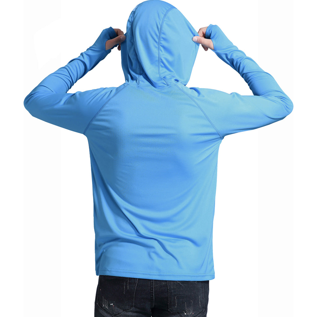 Men's UPF 50+ Sun Protection Hoodie Shirts Long Sleeve SPF Performance  Fishing T-Shirt with Thumbhole