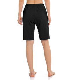 Women's Long Workout Bermuda Shorts - Yoga Athletic Running Lounge Shorts with Pockets