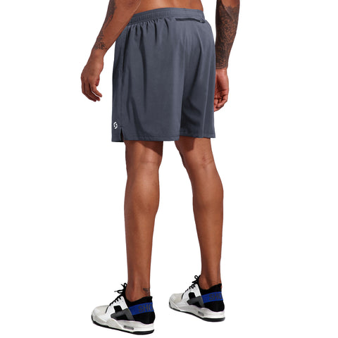 Image of Men's 5 Inch Running Workout Shorts Quick Dry Athletic Shorts with Liner Zipper Pockets