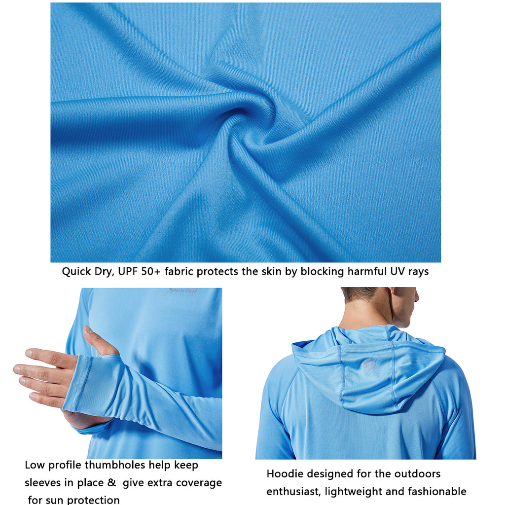 Men's UPF 50+ Sun Protection Hoodie Shirts Long Sleeve SPF Performance –  Spowind Sports